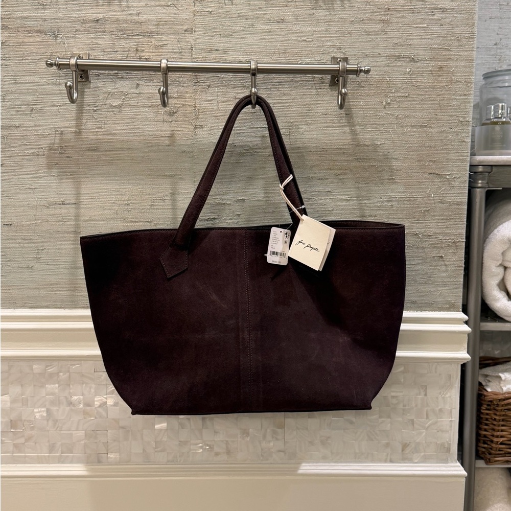 NWT new free people Avery east west suede tote bag chocolate brown - Picture 3 of 17